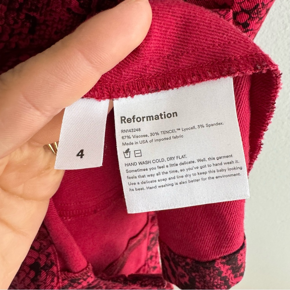 Reformation Morrison Mini Dress in Red Snake Print - Picture 12 of 13